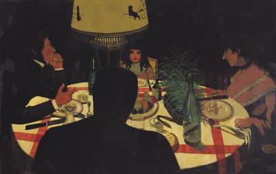 Abendessen bei Lampenlicht, 1899 von Felix Edouard Vallotton